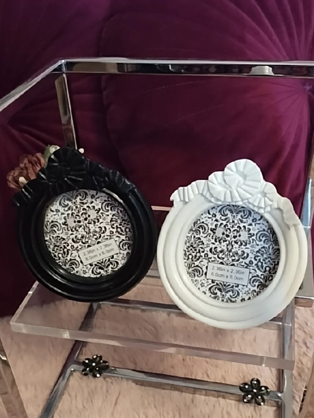 Decorative Set of 2 🌻 Round Floral Frame - Black and White